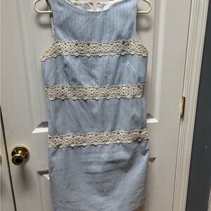 London Times Striped Blue and White Dress